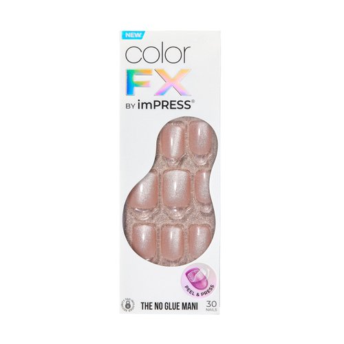 KISS imPRESS No Glue Mani Press-On Nails, Color FX, Starstruck', Medium Neutral, Short Size, Squoval Shape, Includes 30 Nails, Prep Pad, Instructions Sheet, 1 Manicure Stick, 1 Mini File