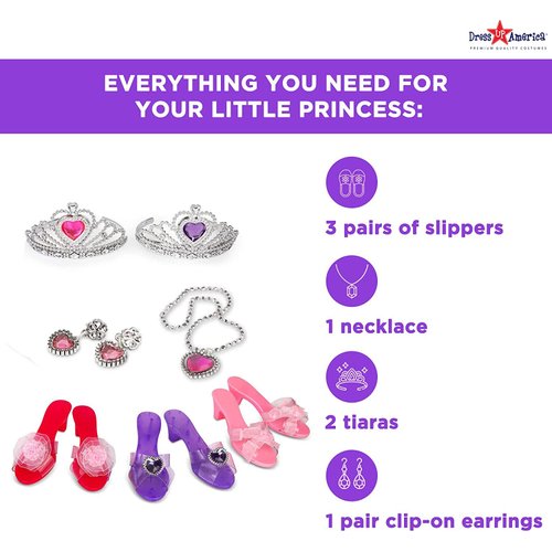 Princess Dress Up Shoes for Girls - Princess Heels, Tiaras, and Jewelry Set - Toddler Gifts for Ages 3, 4, 5, 6, Birthday Gifts for Girls