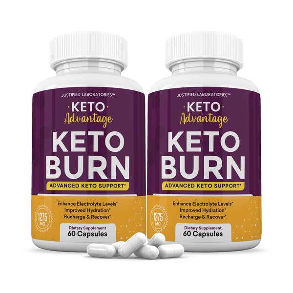 (2 Pack) Keto Advantage Keto Burn Pills 1275MG New & Improved Formula Contains Apple Cider Vinegar Extra Virgin Olive Oil Powder Green Tea Leaf 120 Capsules