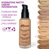 Khasana Moisturizing Liquid Foundation, Flawless Matte Finish Makeup, Full Coverage & Longwear, Lightweight Foundation Formula #14 Deep Beige