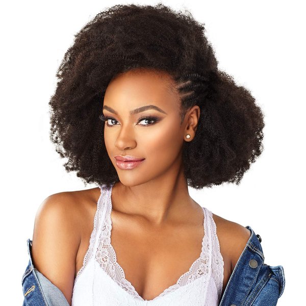 Sensationnel Human Hair Clip On Weave Curls Kinks & Co 4C Clique (14", NATURAL)
