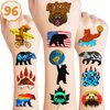 Grizzly Bear Temporary Tattoos - Canada Bear Stickers Brown Bear for Kids' Birthday Party Supplies, Decorations, and Favors, Rocky Mountains Themed, Cute Gifts for Boys and Girls, Ideal Prizes (96PCS)