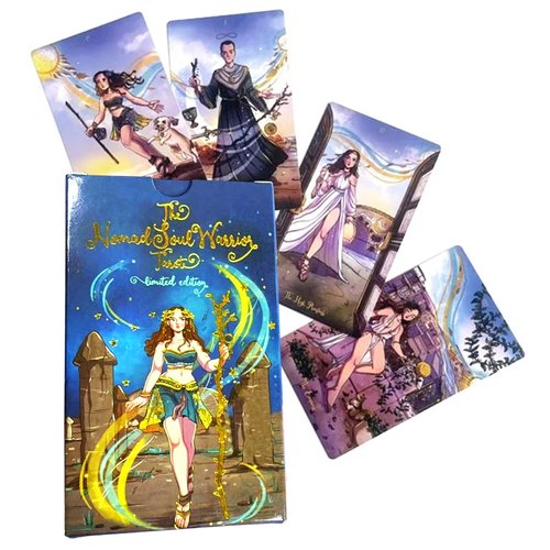 Atesswy Nomad Soul Warrior Tarot, 78 Mystically Illustrated Tarot Cards with Guidebook for Beginners, Standard Size: 4.75" x 2.75"