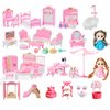 56 Pcs Dollhouse Furniture Dollhouse Accessories Set Miniature Furniture Mini Furniture Plastic Small Doll House Furniture Tiny Play House Pretend Play Family Toys Gift,Boy Girl Toddler Kid 3Y+