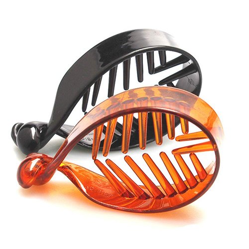 6 Pcs Plastic Banana Hair Clip O-Shaped No Slip Hair Barrette Hair Clincher Ponytail Holder DIY Hair Accessories for Girls, Women, Ladies (Black and Dark Brown)