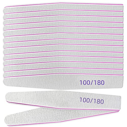 Lofuanna Nail File 15 PCS Professional Double Sided Acrylic Nail File,Washable Nail File Manicure Tools for Poly Nail Extension Gel and Acrylic Nails Tools Suit for Home Salon (100/180 grit)