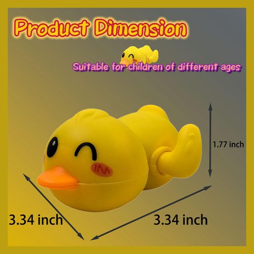 Saurawan Yellow Duck Wind Up Toys, Bath Toys for Toddlers 3-5, Colorful Baby Shower Games, Bath Toys for Babies Great Choice for Birthdays, Holidays or Special Days