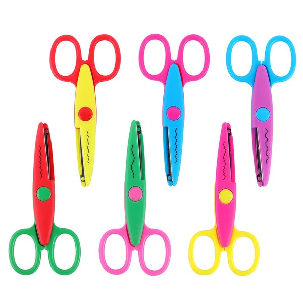 6 PCS Craft Kids Scissors, Decorative Paper Edge Scissors Set, Safety Zig Zag Scissors Perfect for Toddler, Teachers, Art Craft Supplies, Scrapbooking