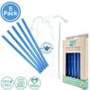 SHAKA LOVE Reusable Glass Drinking Straw Set- Stylish, Durable, Shatter-Resistant - Set of 5 Colorful Blue Glass Drinking Straws, Cleaning Tool, & Travel Carry Bag (Ocean Blue, 6 inch)