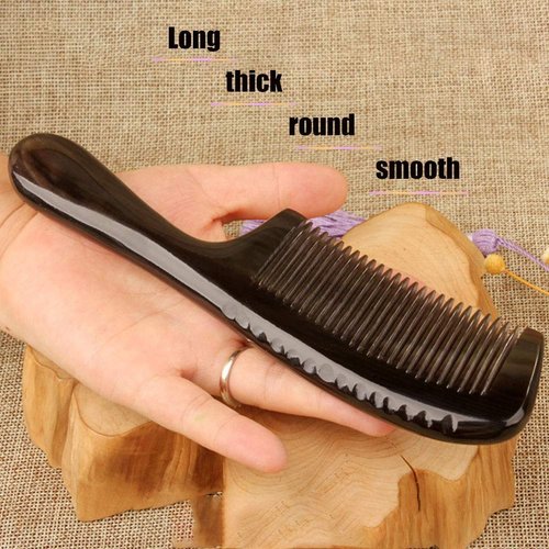 JXOFROAD Black Horn Beard Comb,Traditional Handicraft Anti-static Comb, Black Smooth Comb for Scalp Health Care,Buffalo Horn Comb for Women(Mothers Day Gifts)