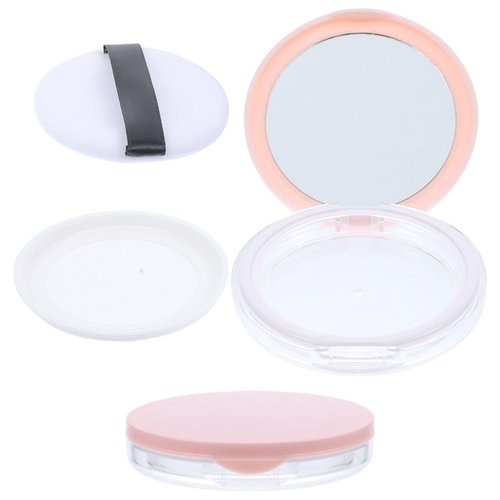 Beaupretty Loose Powder Containers with Puff 2PCS Powder Compact Container, Plastic Empty Makeup Loose Powder Case with Puff and Elasticated Net Sifter Cosmetic Travel Container
