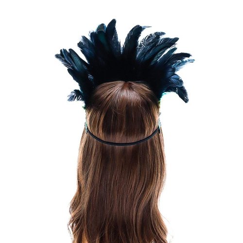 Aukmla Peacock Feather Fascinator Decorative Feather Headpiece Crown Headdress Costume Headband for Party (Green)