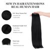 DOORES Sew in Hair Extensions 18 Inch 100g Jet Black Human Hair Extensions Sew in Full Head Set Remy Hair Extensions Weft, Weave Hair Extensions for Women