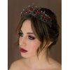 SWEETV Gothic Red Tiaras and Crowns for Women, Wedding Tiara for Bride, Crystal Princess Tiara, Ruby Queen Crown, Costume Party Hair Accessories for Brithday Prom Halloween