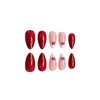 Y2K Press on Nails Medium Almond MABKJLF French Tip Fake Nails Wine Red Full Cover Red Star False Nails with Designs Glossy Glue on Nails Acrylic Nails Manicure Artificial Nails for Women Girls 24Pcs