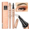 2024 Upgrade Magic Eyebrow Pen, Contouring Pen Fine Stroke 3D Waterproof Microblading Eyebrow Pencil with 4-Fork-Tip Create Natural Hair-Like Brows Stay on All Day (01# Light Coffee)