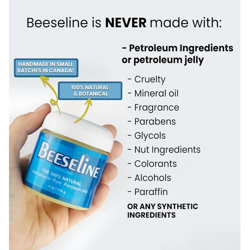 Beeseline Original - 100% Natural & Hypoallergenic Alternative to Petroleum Jelly - Lips, Hands, Baby, Makeup Remover and More (1, 4 oz)