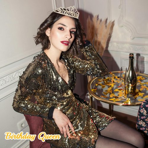 CIEHER Gold Birthday Queen Crown Birthday Tiara for Women Girls Gold Birthday Decorations Birthday Gifts for Women Girls