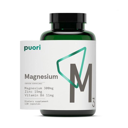 Puori Organic Magnesium Zinc Supplement - 300mg - 120 Vegan Capsules - High Absorption M3 Complex...