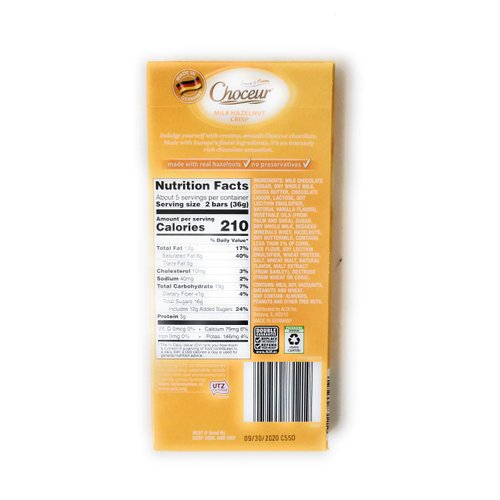 Choceur Milk Chocolate Bars with Hazlenuts, Rice Crisps and Cornflakes, 7.05 Ounce