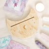 Natural Mystical Hands Crescent Moon Tarot Card Stand - Handcrafted Crystal Holder for Spiritual Readings and Display - Bohemian Decor, Healing Crystals - Unique Lunar Design, Gift Box Included