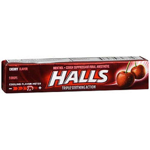 Halls Mentho-Lyptus Cough Suppressant, Cherry, 9-Count Drops (Pack of 20)