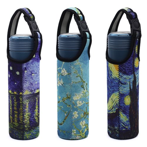 Kvvdi 3 Pack 16 oz - 21 oz Neoprene Water Bottle Sleeve 16.9oz Portable Bottle Cooler Cover Holder Strap for Outdoor - 3 Blue