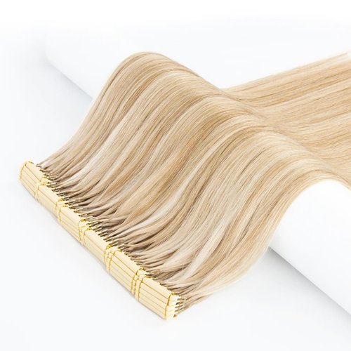 6D Hair Extensions Human Hair 15pcs/pack Fast Hair Extensions Can Perm and Dye Hair No-Trace Naturally Real Hair Extensions (20 inch/Blonde)