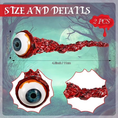Hanaive 2 Pcs Halloween Ripped Out Eyeball Prop Movie Props Hand Made Quality Realistic Ripped Out Eyes Party Favors for Halloween Trick or Treat Party(Blue)
