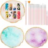 3 Pieces Nail Palettes Nail Mixing Palette Polish Color Mixing Plate Golden Edge Resin Nail Holder Nail Display Cosmetic Mixing Tools (Round Shape)