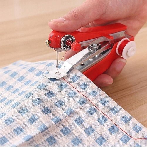 Blue Handheld Sewing Machine, Portable Mini Manual Sewing Machine Handy Needlework Tool Mini Sewer Machine Hand Stitcher Sewing Machine, Arts, Crafts and Sewing
