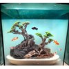 Novelsite Fish Tank Decor- Bonsai Trees with Faux Moss- Aquarium Rocks Aquascaping- Made of Sandstone, Goldfish Betta Fish Tank Decorations Hides Accessories