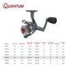 Quantum Optix Spinning Fishing Reel, Size 40 Reel, Changeable Right- or Left-Hand Retrieve, Aluminum Spool, Stainless Steel Bail Wire, Continuous Anti-Reverse, 5.2:1 Gear Ratio, Silver, Clam Packaging