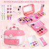 Auney 80 PCS Kids Makeup Kit for Girls 5 6 7 8 Years Old, Unicorn Girls Toy for Little Girls Birthday, Princess Dolls Dress Up Toy for Performance Dance Show Role Play Party