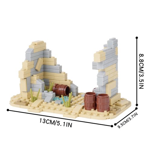 MOOXI WW2 Suburban Military Scene Building Blocks Set(145PCS).Suitable for Military Action Mini-Figures Combat Scenarios.