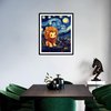 Cute Lion Acrylic Paints for Home Wall Decor, Starry Night Landscape Oil Painting Gift Acrylic Paint for Beginner, Animal DIY Painting by Numbers for Adults(16×20inch, No Frame)