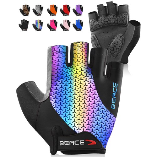 BEACE Cycling Gloves Bike Gloves Biking Gloves Half Finger Road Bike Bicycle Gloves for Men and Women-5MM Breathable Anti-Slip Shock-Absorbing Pad Gym Motorcycle Light Weight Mountain Bike Gloves