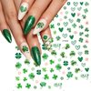 8Pcs St. Patrick's Day Nail Art Stickers,Green Shamrock 3D Self-Adhesive Nail Decals St. Patrick's Day Nail Supplies Four Leaf Clover Nail Sticker Lucky of Irish Spring Summer Design Manicure Decor