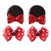 2 Pairs Mouse Ears Hair Clips & Mouse Hair Bows Barrettes for Women Girls Costume Accessories Birthday Party Decorations Red