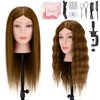 Mannequin Head 26" 100% Real Hair, Doll Head for Hair Styling & braiding with Table Clamp Holder + DIY Hair Styling Set, Mannequin Head for Cosmetology Training Head and Stylist Supplies（Light brown）