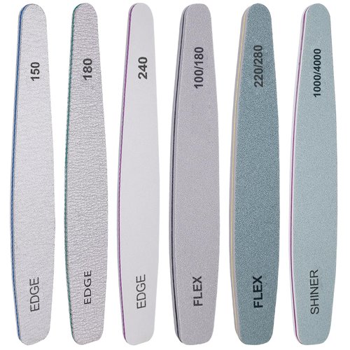 Nail File and Buffer Set, 6 Pcs Professional Nail File Kit for Acrylic and Natural Nails, 100/150/180/220/240/280/1000/4000 Grit Soft Nail Filer Gel Nail Files & buffers Filing Emery Board Home Salon