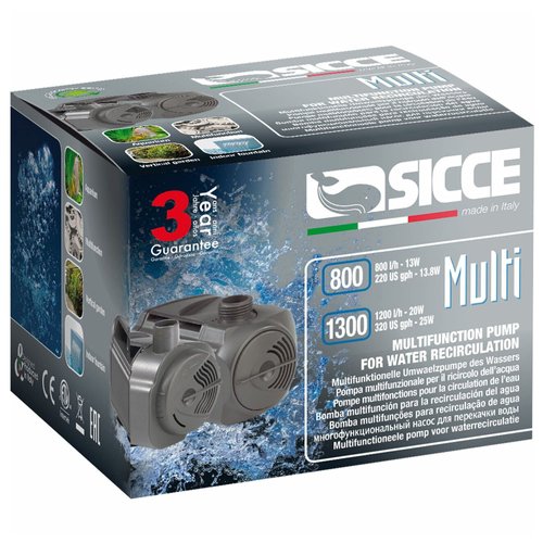 SICCE MULTI 1300 Multifunction Aquarium Pump, 320 GPH, designed for submerged and in-line use