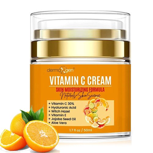 Vitamin C Moisturizing Cream - Organic Glowing Skin Anti-Aging, Rejuvenating, Boosting Collagen Hydrating for Dull, Dry & Sensitive & Oily Skin - 1.7 FL OZ.