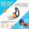 Hearprotek Ear Plugs for Swimming, [2 Pairs] Swim Ear Plugs Adults-Waterproof Silicone Water earplugs for Men Women Juniors Swimmers Pool Shower Bathing (Orange)