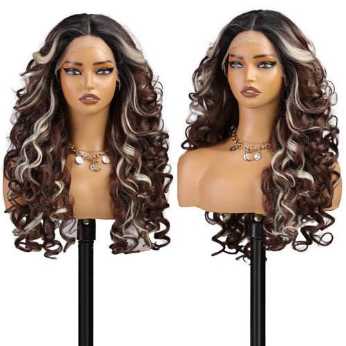 starluck 22 Inch Lace Front Wigs Synthetic Hair Pre Plucked Hairline 13x4x1 HD Transparent Lace W...