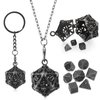 Syhood Mini Dice Set 7 Pcs Tiny Small Metal Dice Set Hollow D20 Necklace Dice Case Keychain Role Playing Table Games Portable Teacher Gift Mother Gift(Antique Silver)