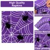 Qyeahkj 100PCS Halloween Spider Web Party Plates and Napkins Halloween Party Supplies Purple Spiderweb Party Tableware Set Halloween Paper Plates for Halloween Theme Party Decor Favors Serves 25r