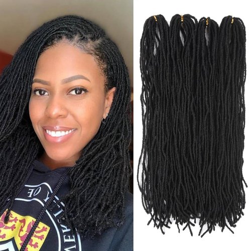 RAYIIS Fuax Locs Crochet Hair Super Lightweight Micro Locs 4 Pack Sister Locs Crochet Hair Synthetic braids Hair Extensions (1B, 18 Inch)