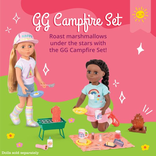 Glitter Girls– Campfire & Portable BBQ Grill Set – Marshmallows, Toasting Sticks, and Play Food – 14-inch Doll Accessories for Kids Ages 3 and Up – Children’s Toys