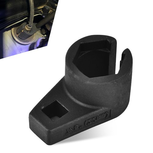 QODOLSI 1 PC Car Oxygen Sensor Disassembly Tool, 3/8 Driver 7/8"/22mm Front and Rear Oxygen Sensor Sleeve Socket, Special Wrench for Offset Oxygen Sensor Socket, Universal for Most Cars (Black)